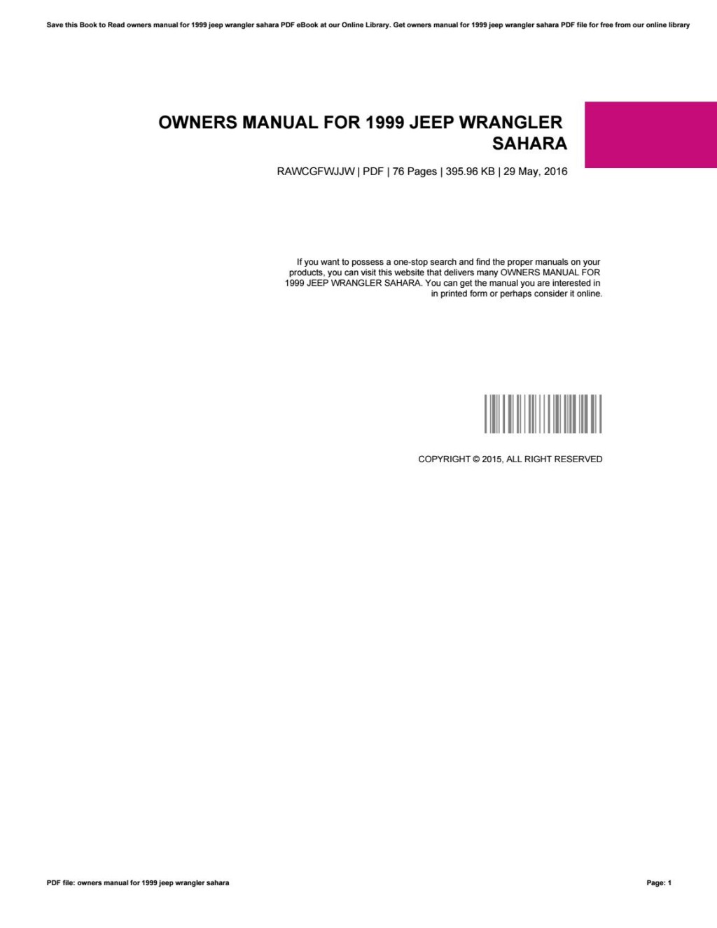 Picture of: Owners manual for  jeep wrangler sahara by oing – Issuu