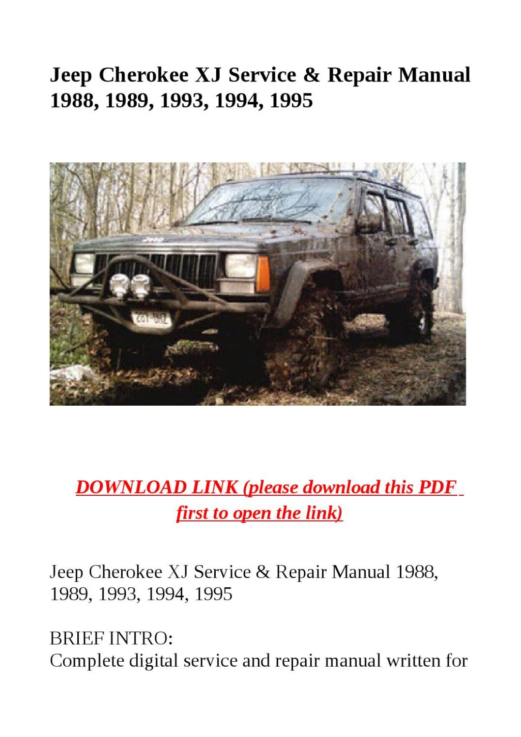 Picture of: Jeep cherokee xj service & repair manual , , ,