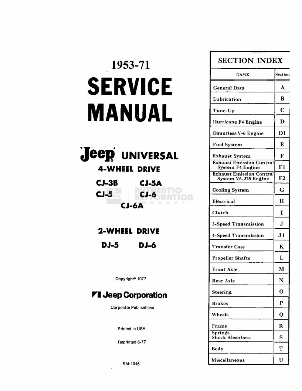 Picture of: Jeep CJ-A  196    Workshop Service Manual