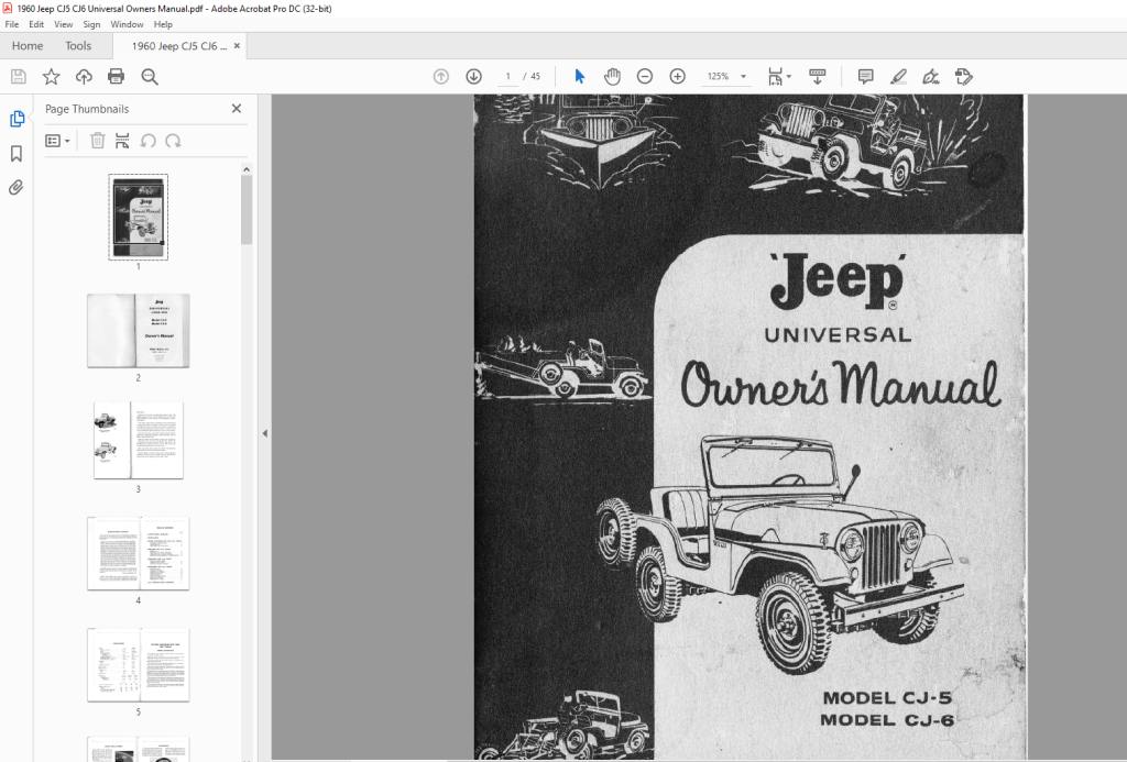 Picture of: Jeep CJ CJ Universal Owners Manual – PDF DOWNLOAD