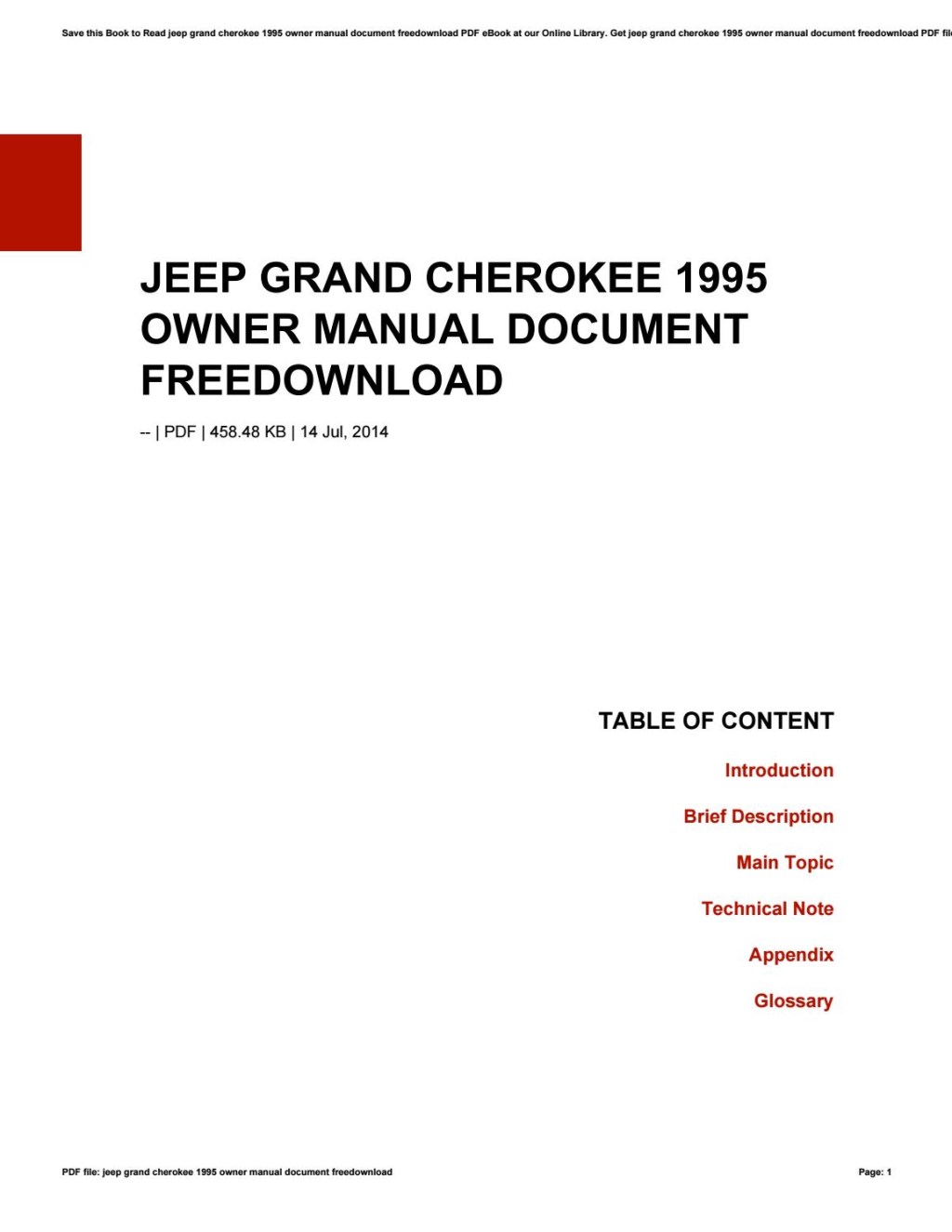Picture of: Jeep grand cherokee  owner manual document freedownload by