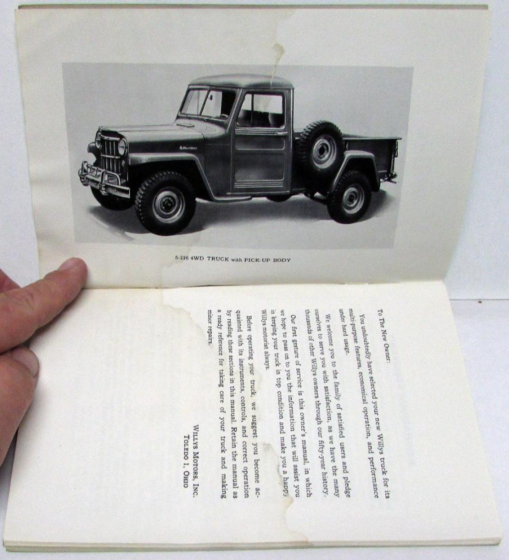 Picture of: Willys Overland Jeep Model -22 WD Owners Manual Original