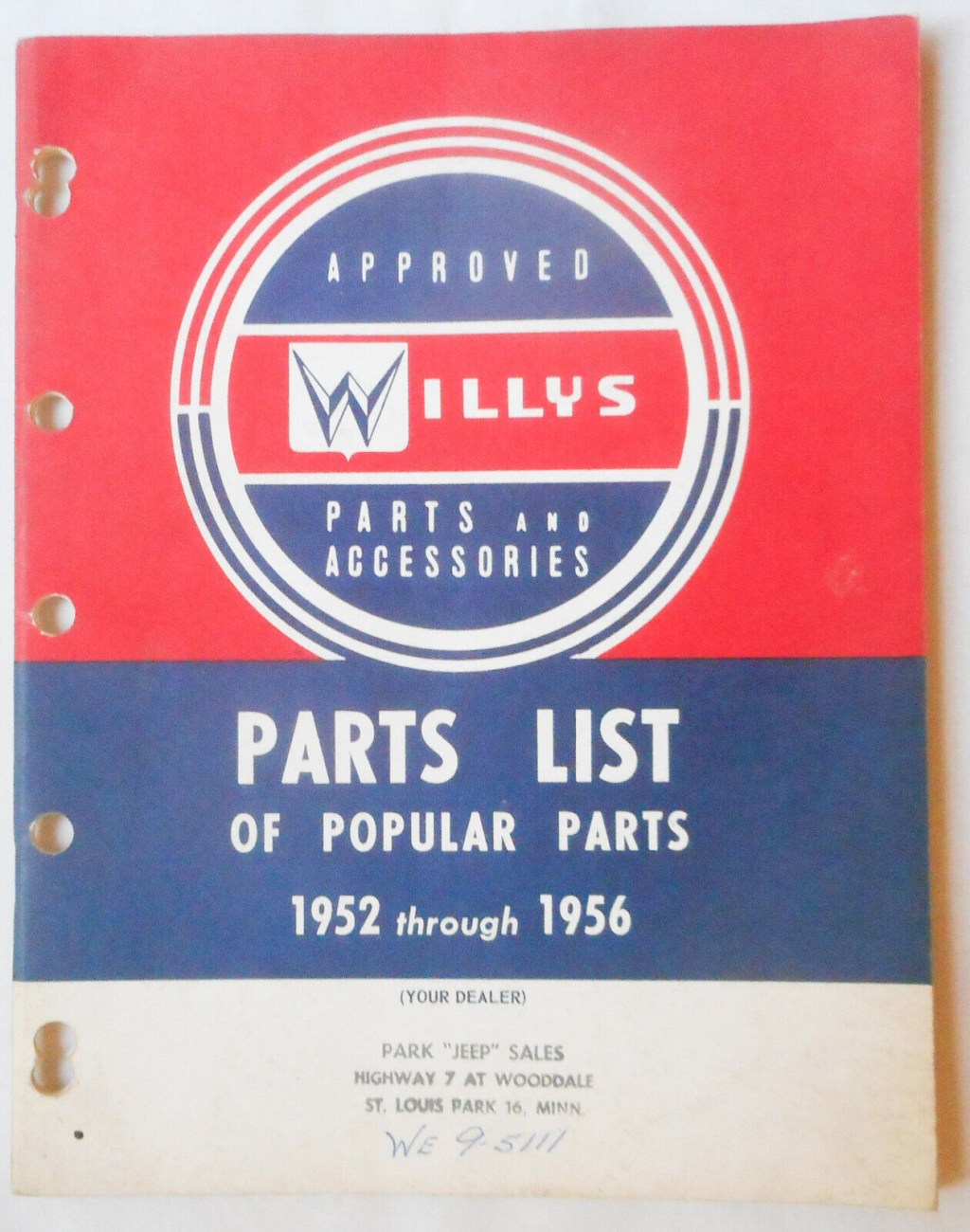 Picture of: –  WILLYS OVERLAND JEEP PARTS AND ACCESSORIES MANUAL ORIGINAL